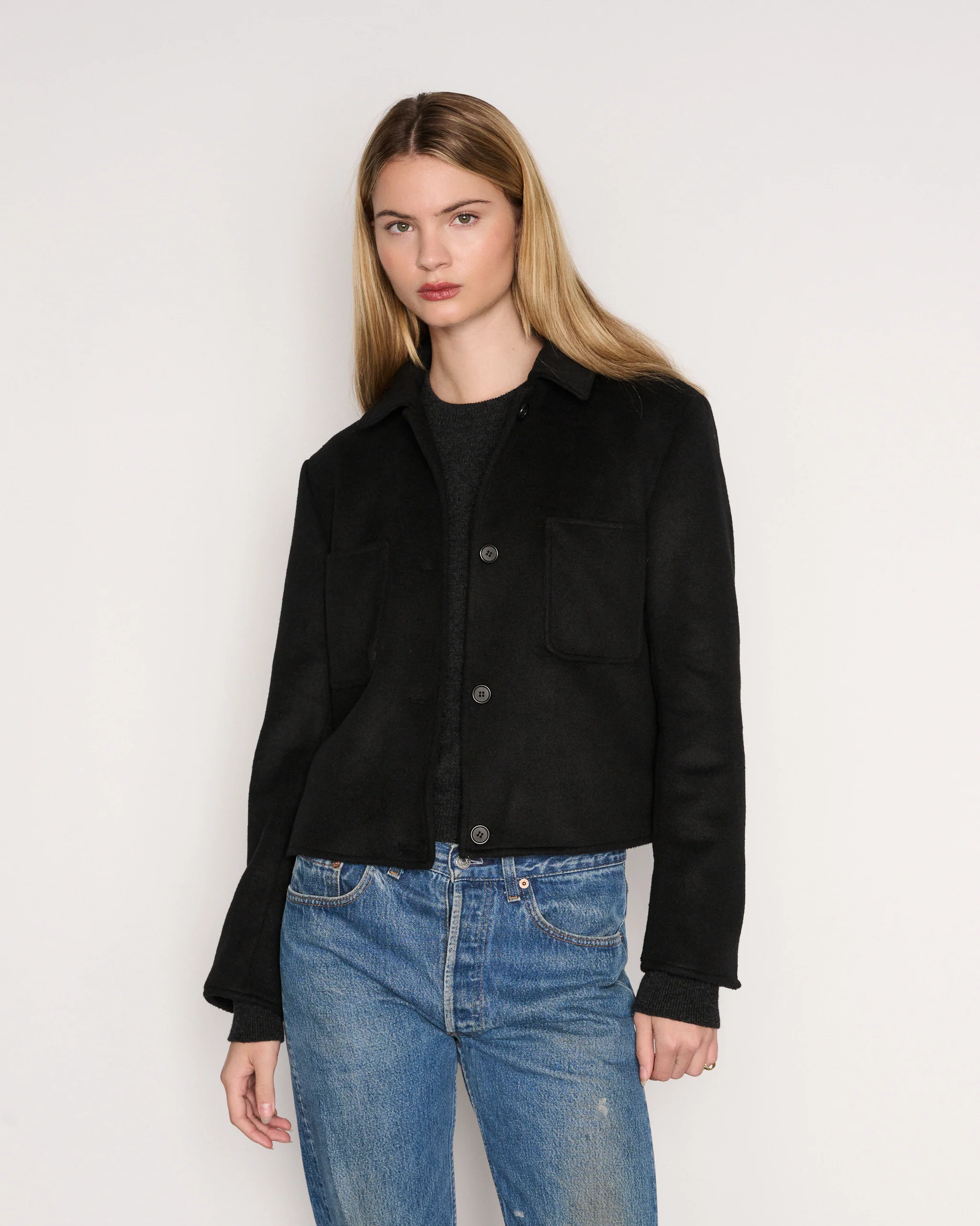 RLT CASHMERE WOOL JACKET - BLACK - Image 4