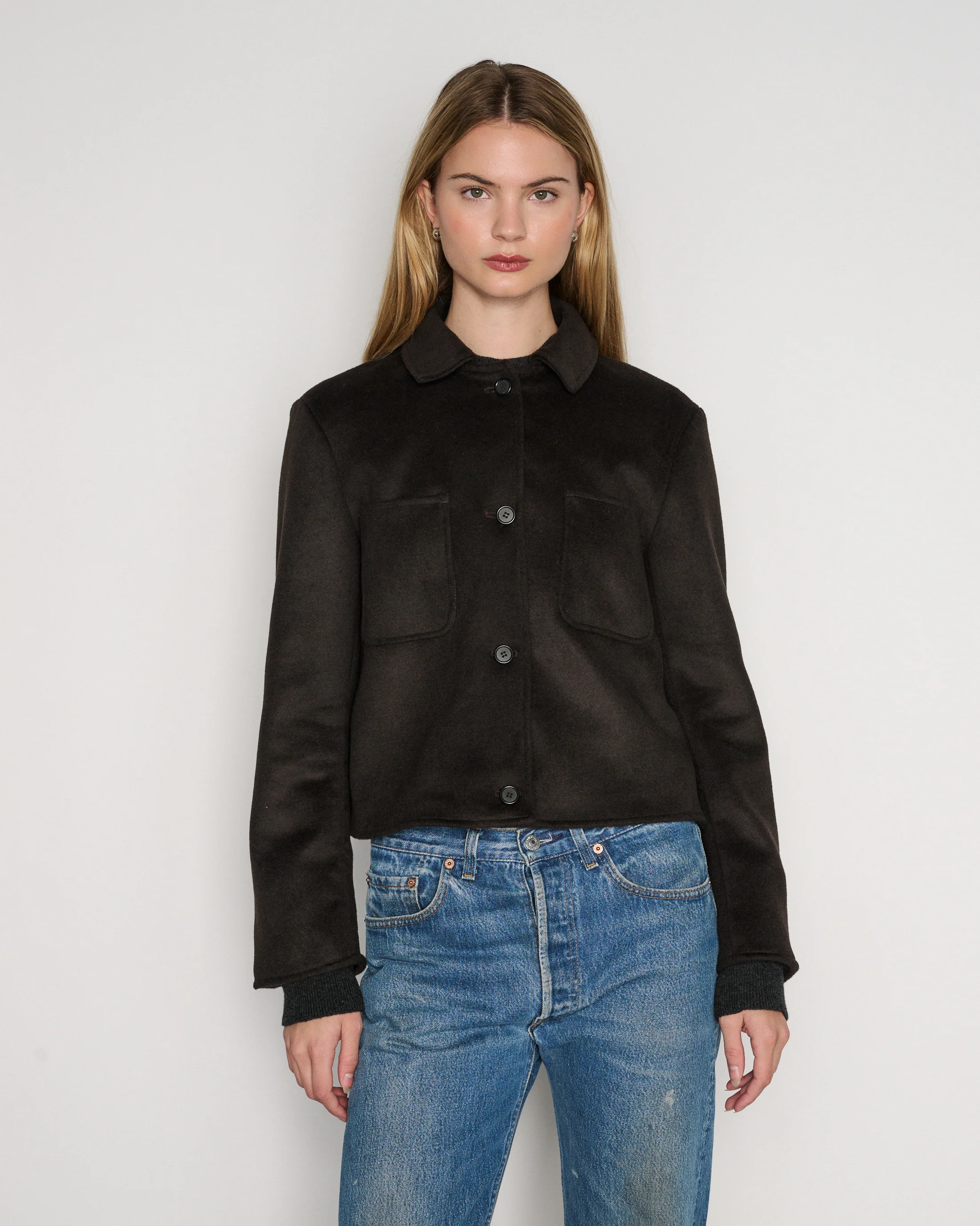 RLT CASHMERE WOOL JACKET - BROWN - Image 3