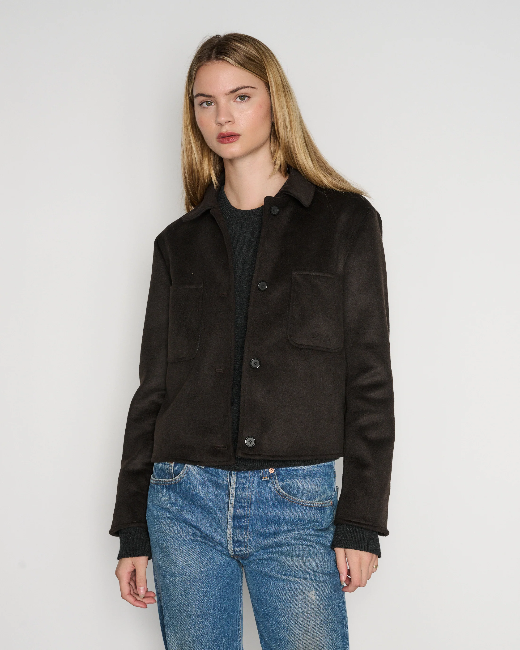 RLT CASHMERE WOOL JACKET - BROWN - Image 4