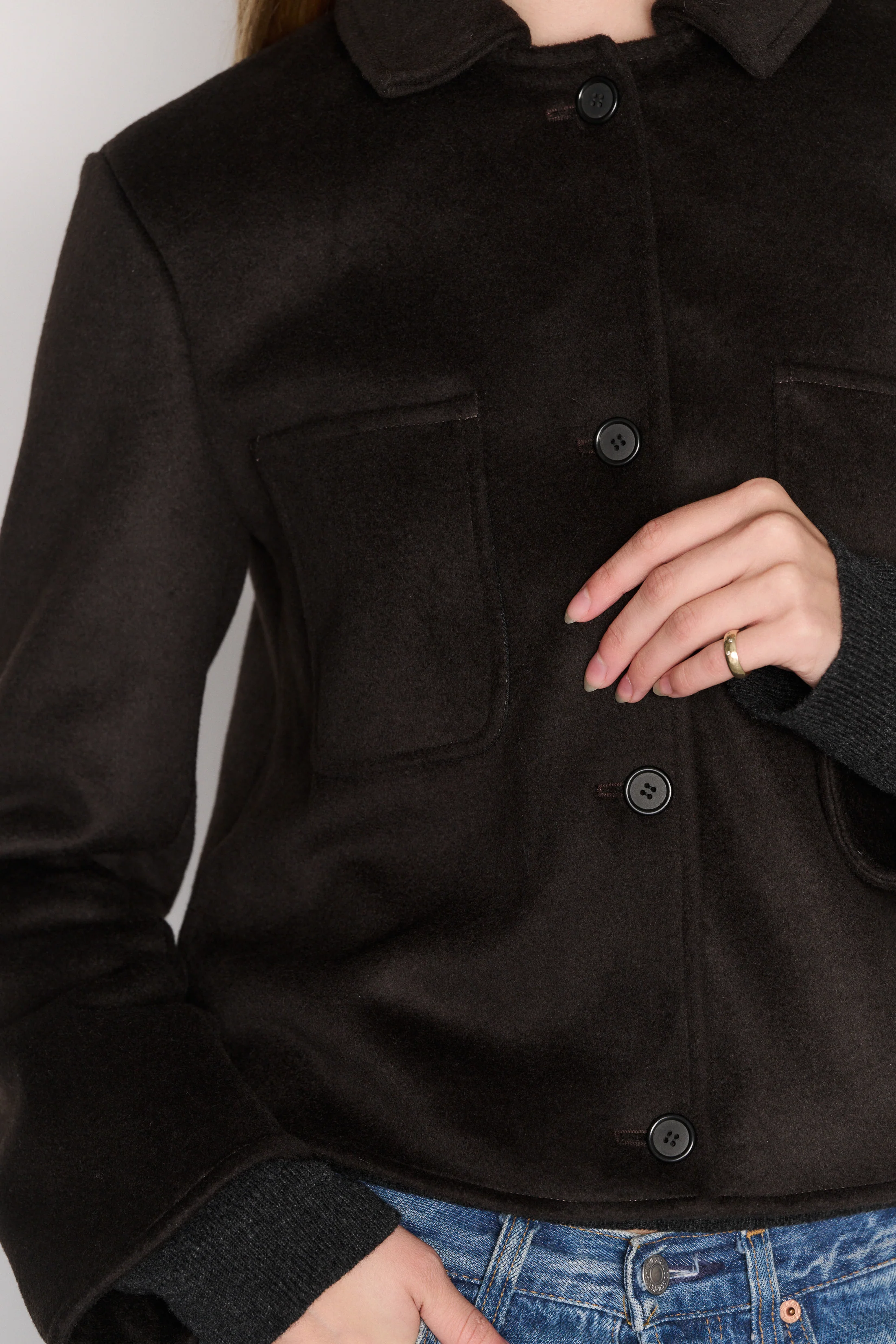 RLT CASHMERE WOOL JACKET - BROWN - Image 7