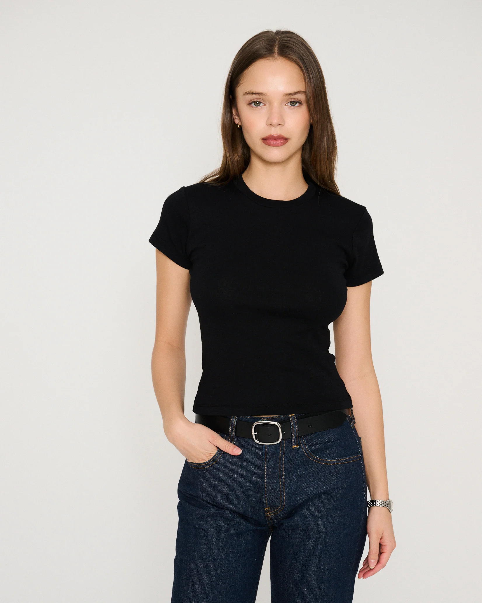 RLT COTTON CASHMERE CLASSIC TEE - BLACK - Image 2