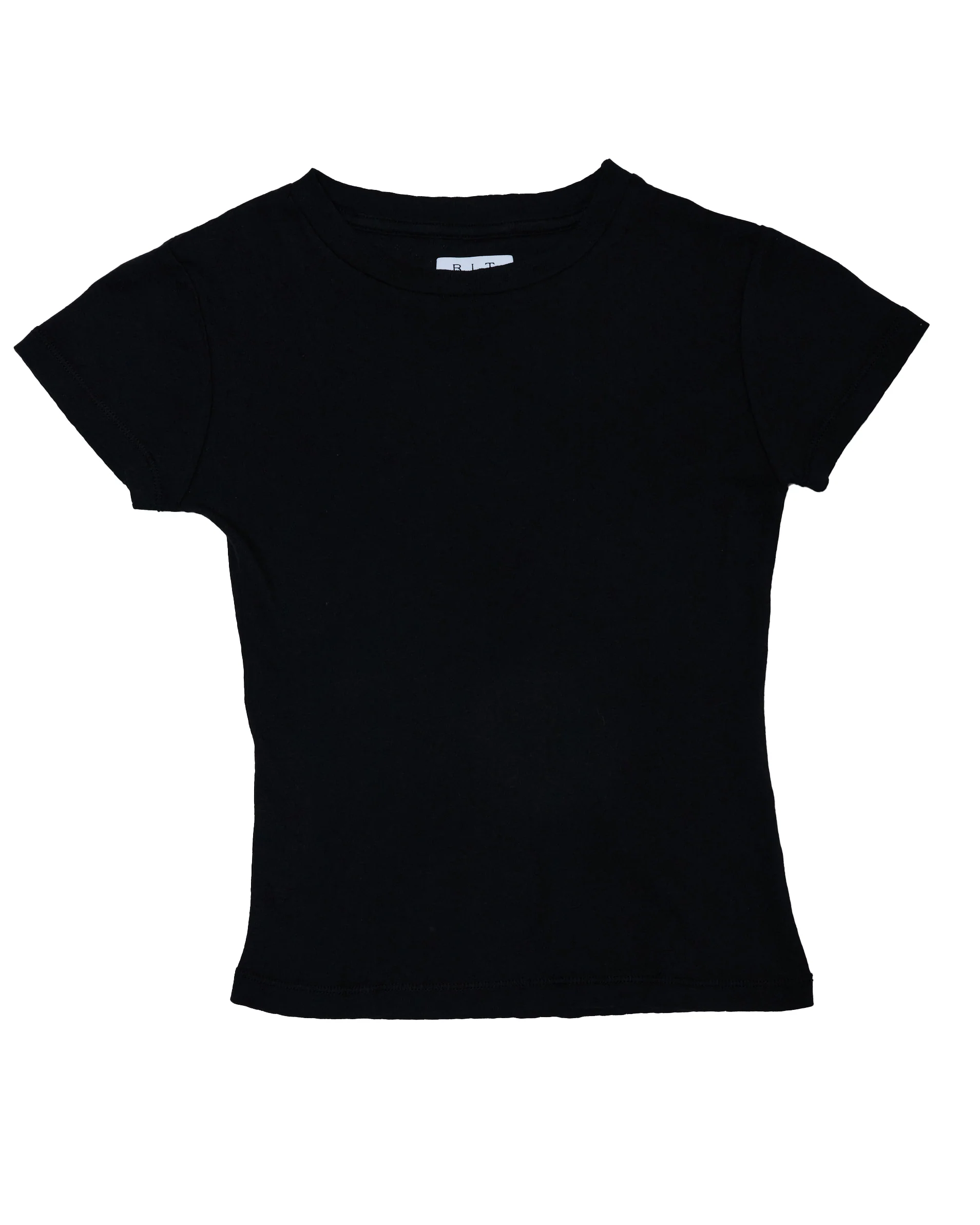 RLT POINTELLE BABY TEE — BLACK