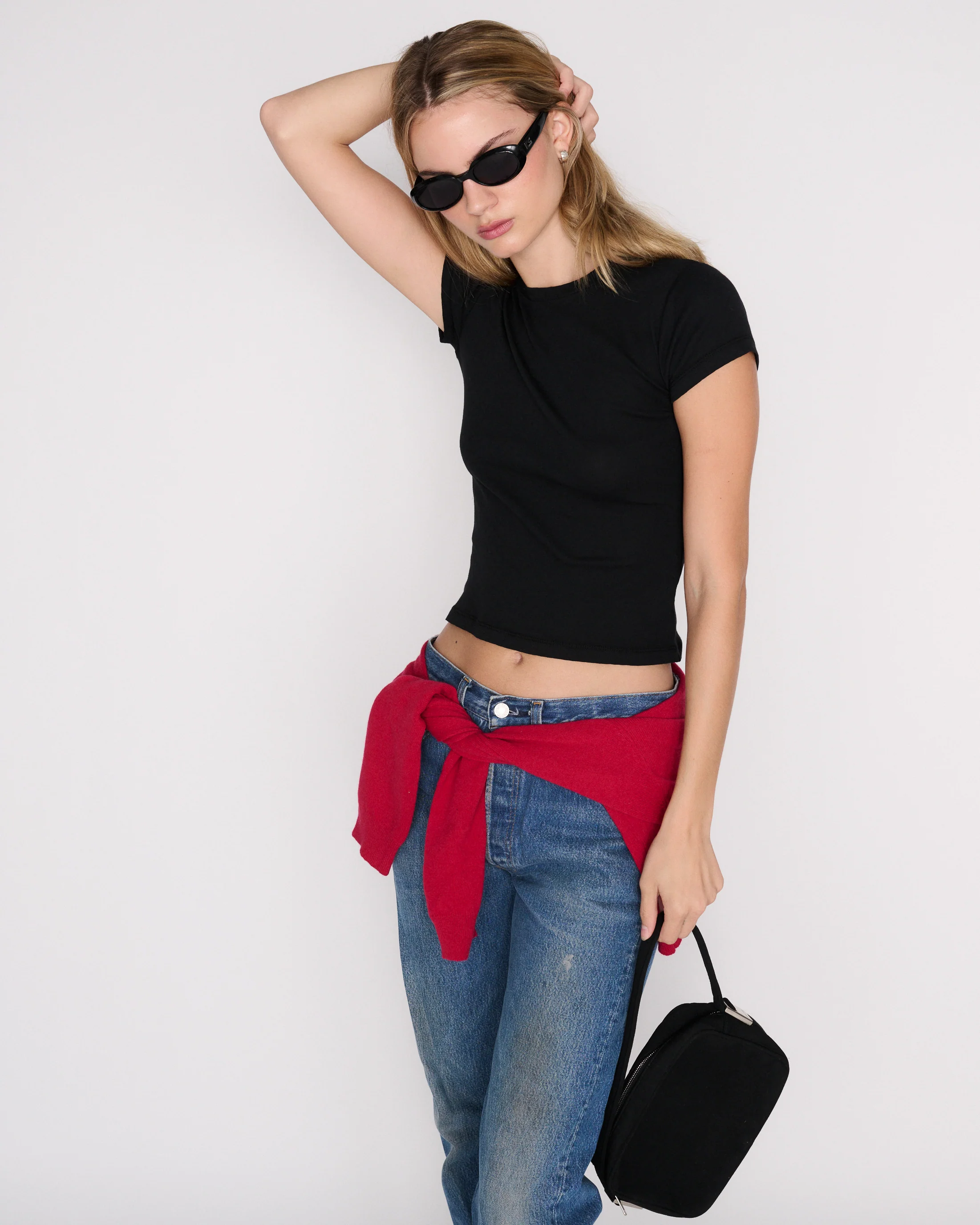 RLT POINTELLE BABY TEE — BLACK - Image 5