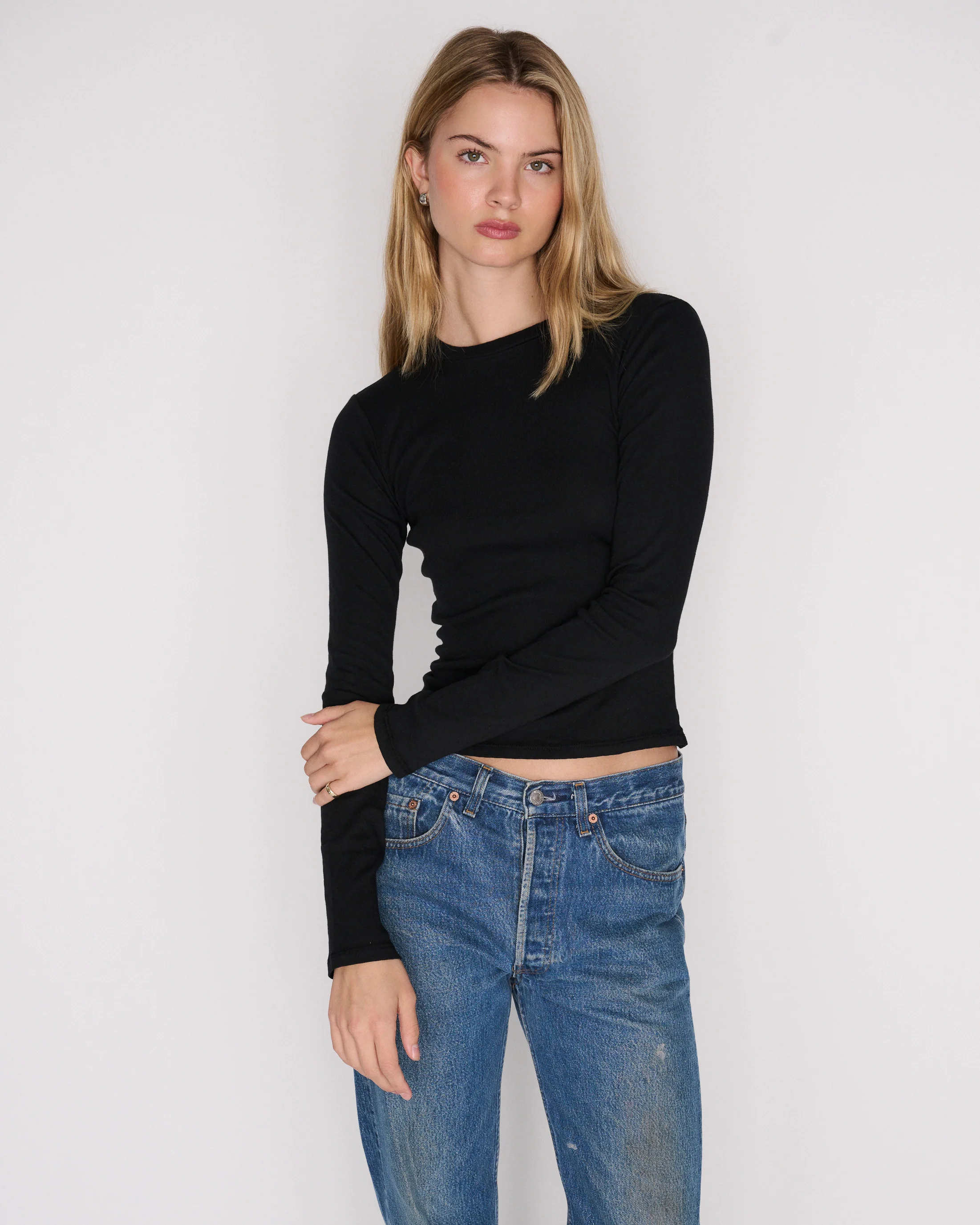 RLT POINTELLE LONG SLEEVE — BLACK - Image 3