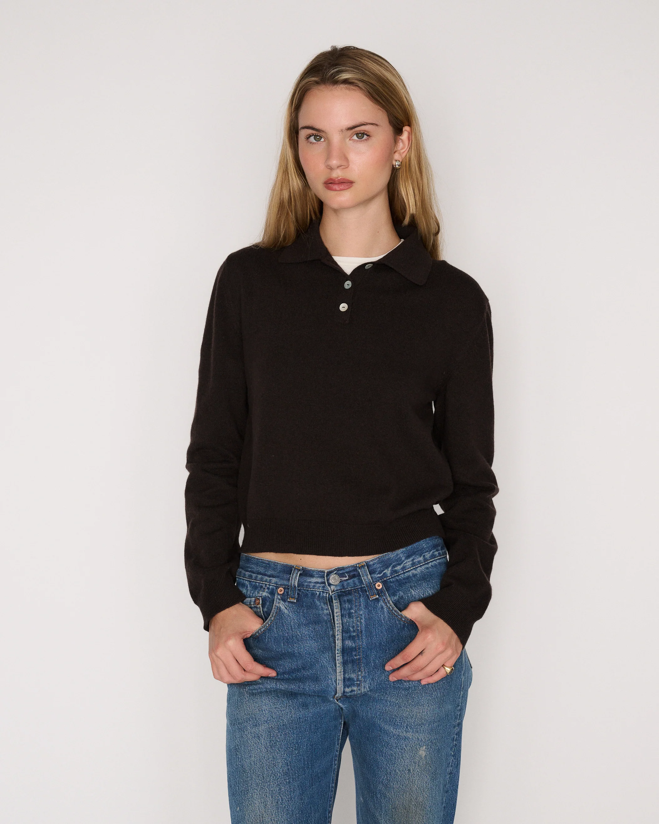 RLT POLO SWEATER - CHOCOLATE - Image 3