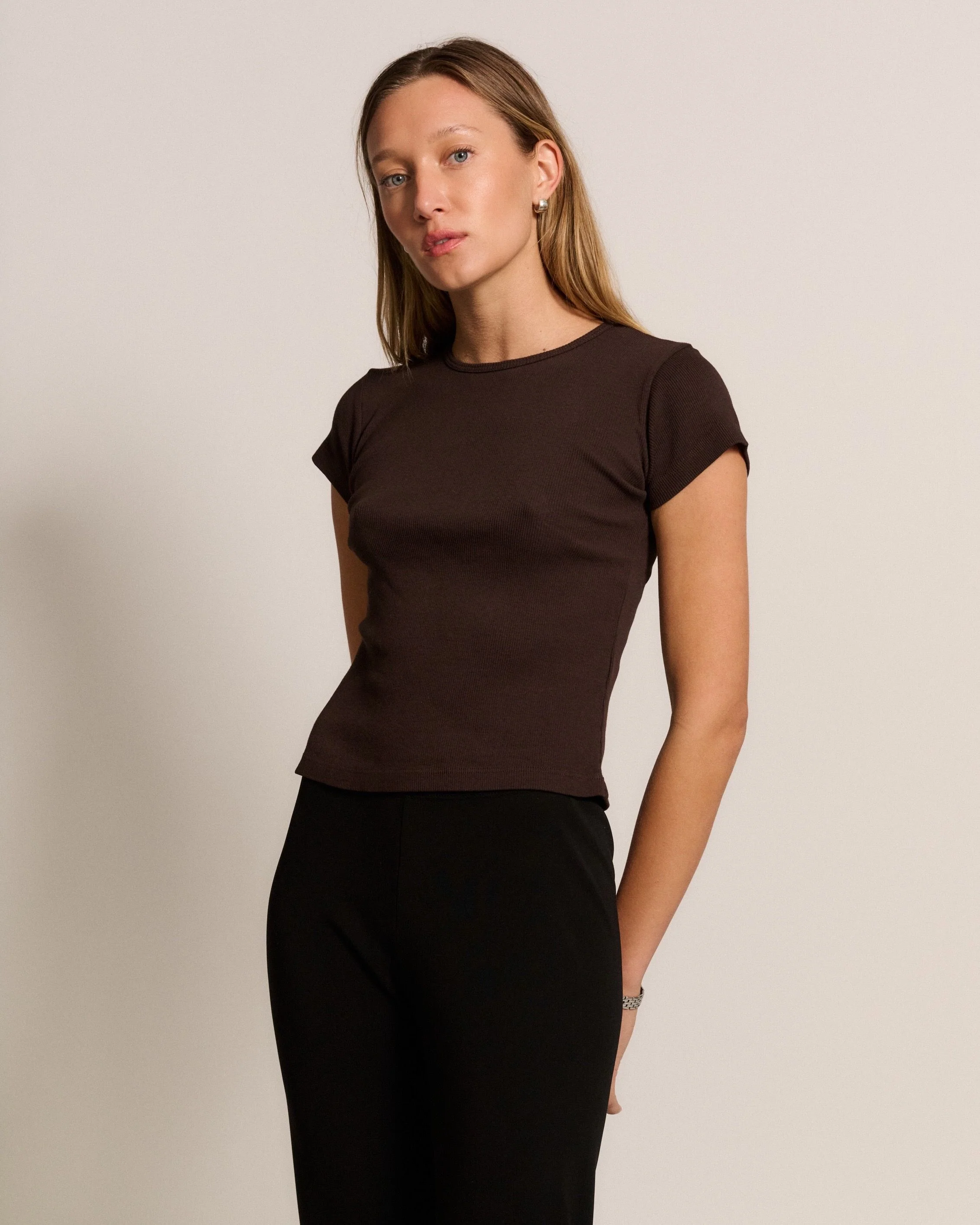 RLT RIBBED TEE - BROWN - Image 2