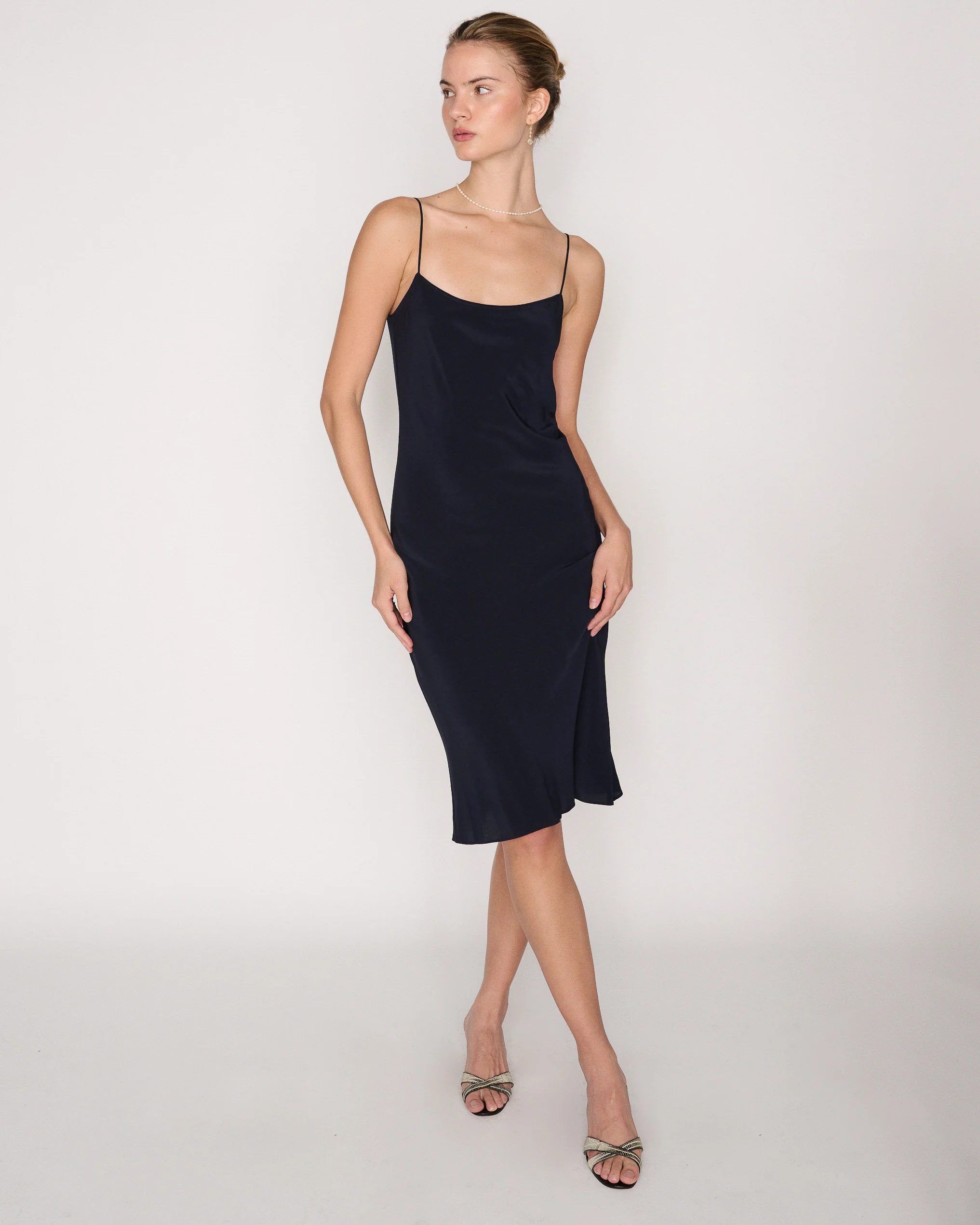 RLT SILK SLIP DRESS - NAVY - Image 3