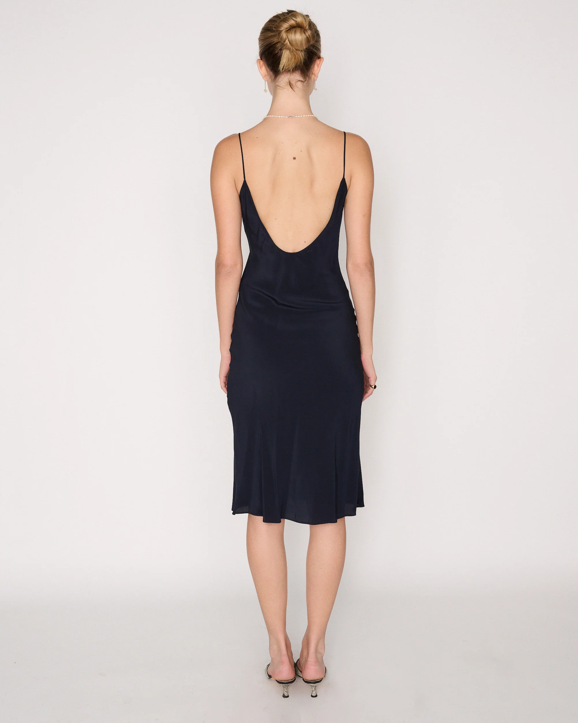 RLT SILK SLIP DRESS - NAVY - Image 5