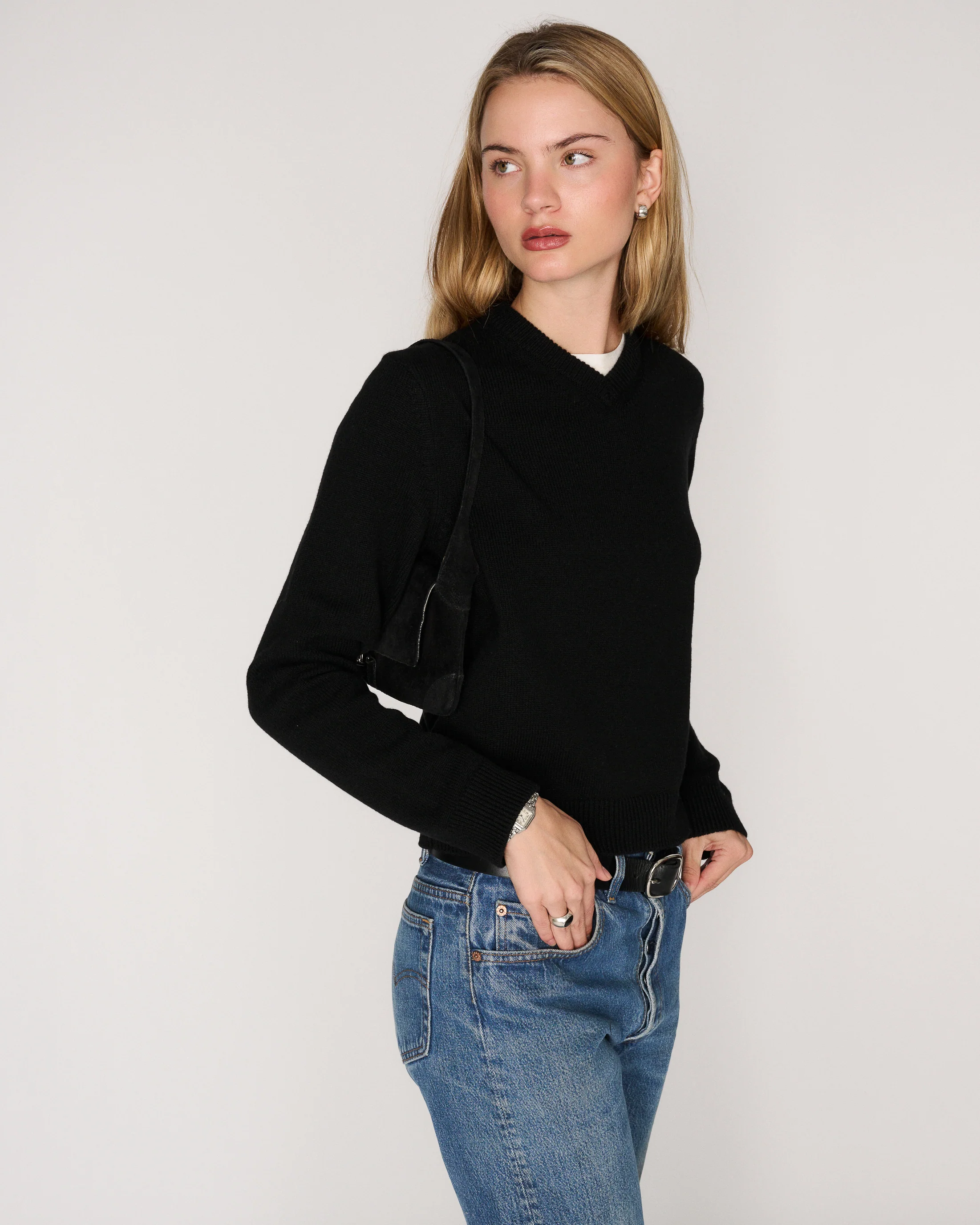 RLT V NECK SWEATER - BLACK - Image 7