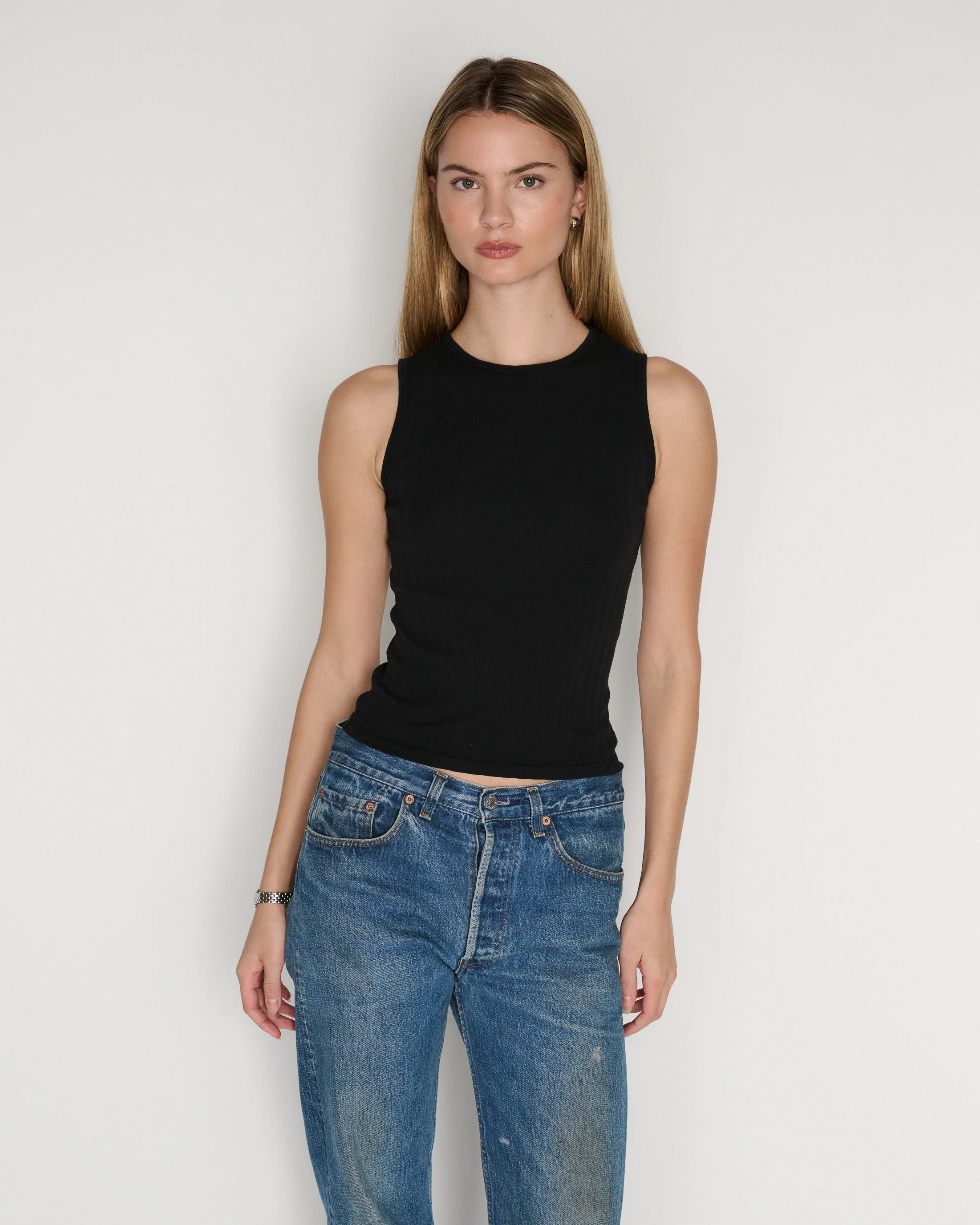 RLT WIDE RIBBED TANK - BLACK - Image 3