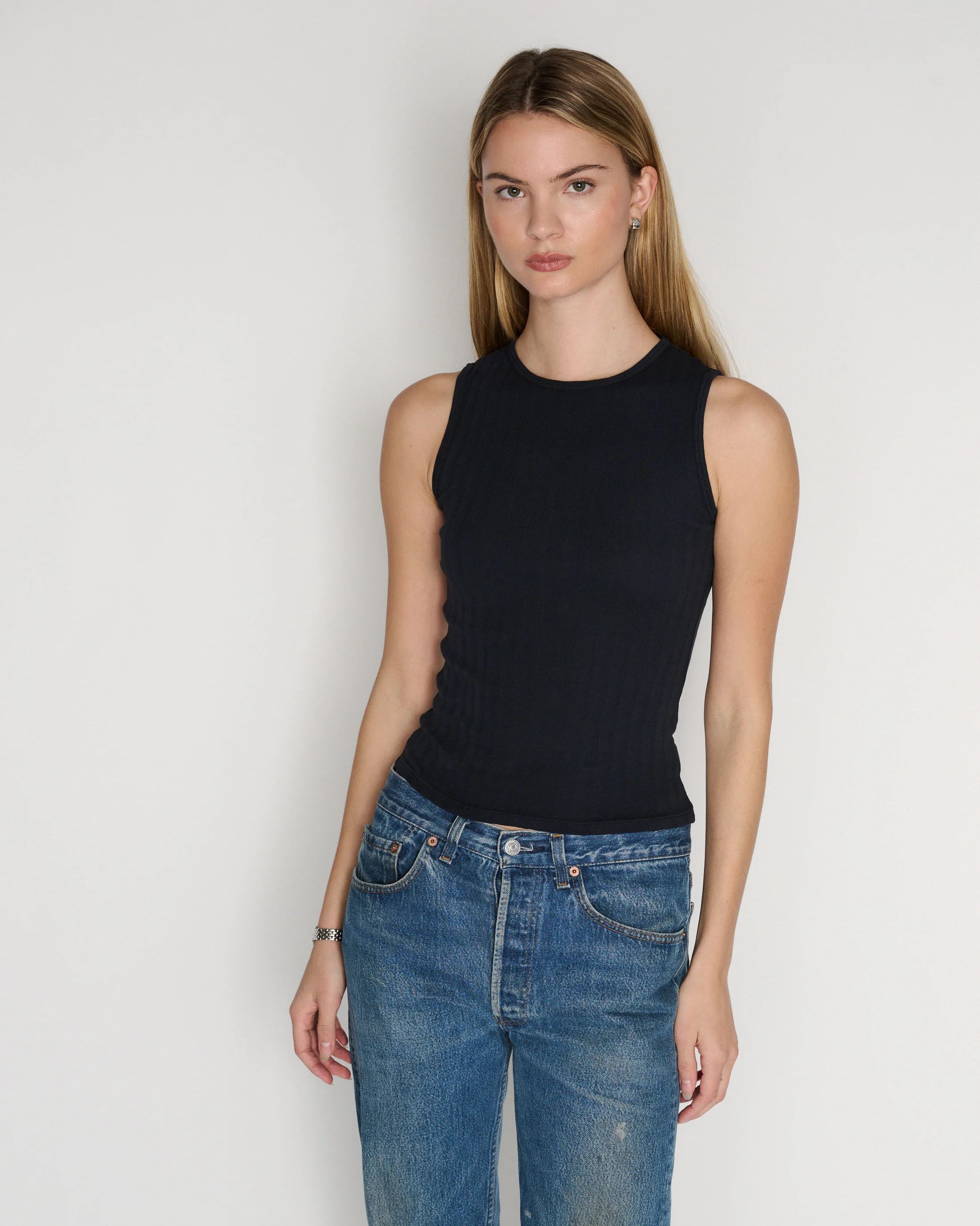 RLT WIDE RIBBBED TANK - NAVY - Image 3