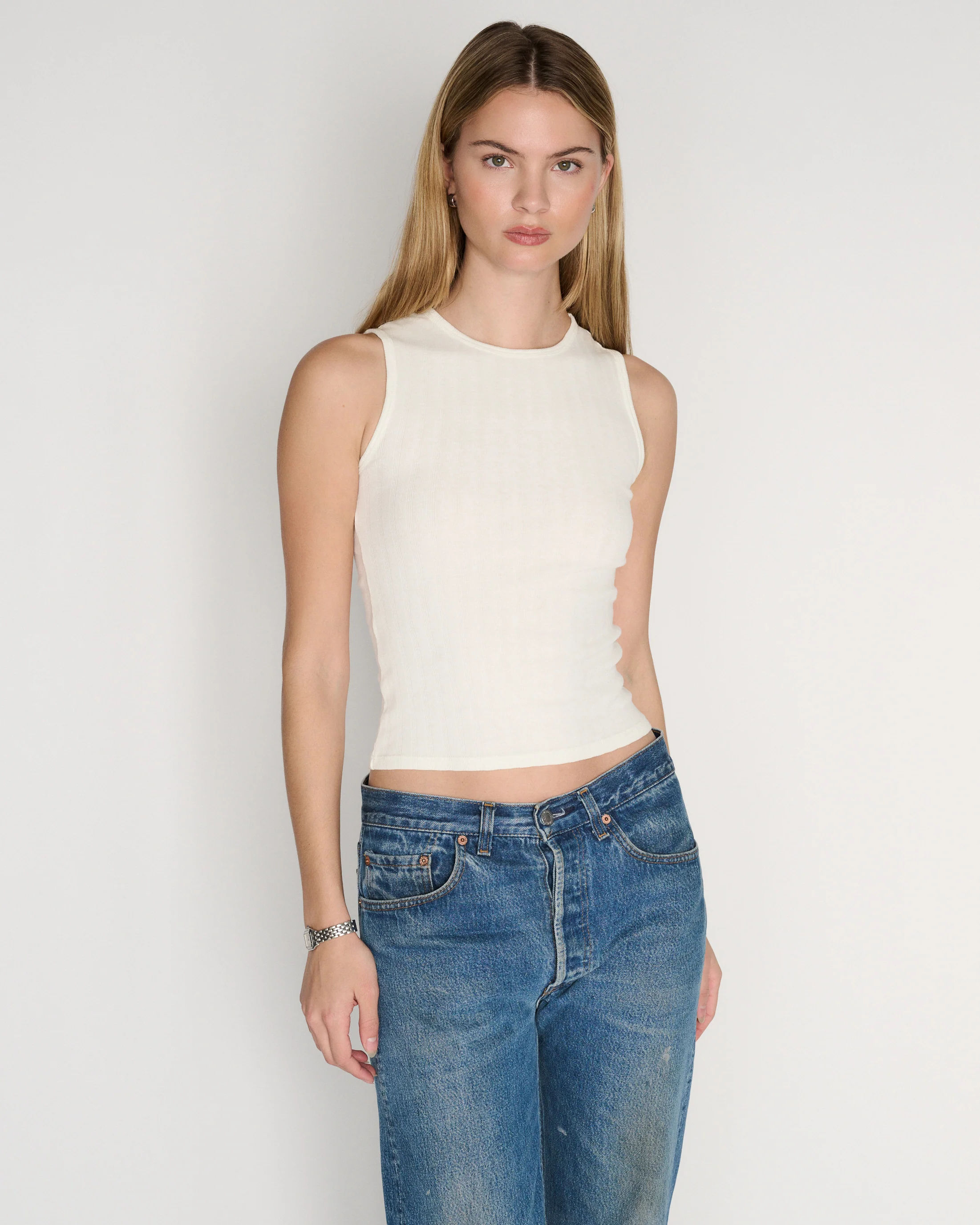 RLT WIDE RIBBED TANK - WHITE - Image 3