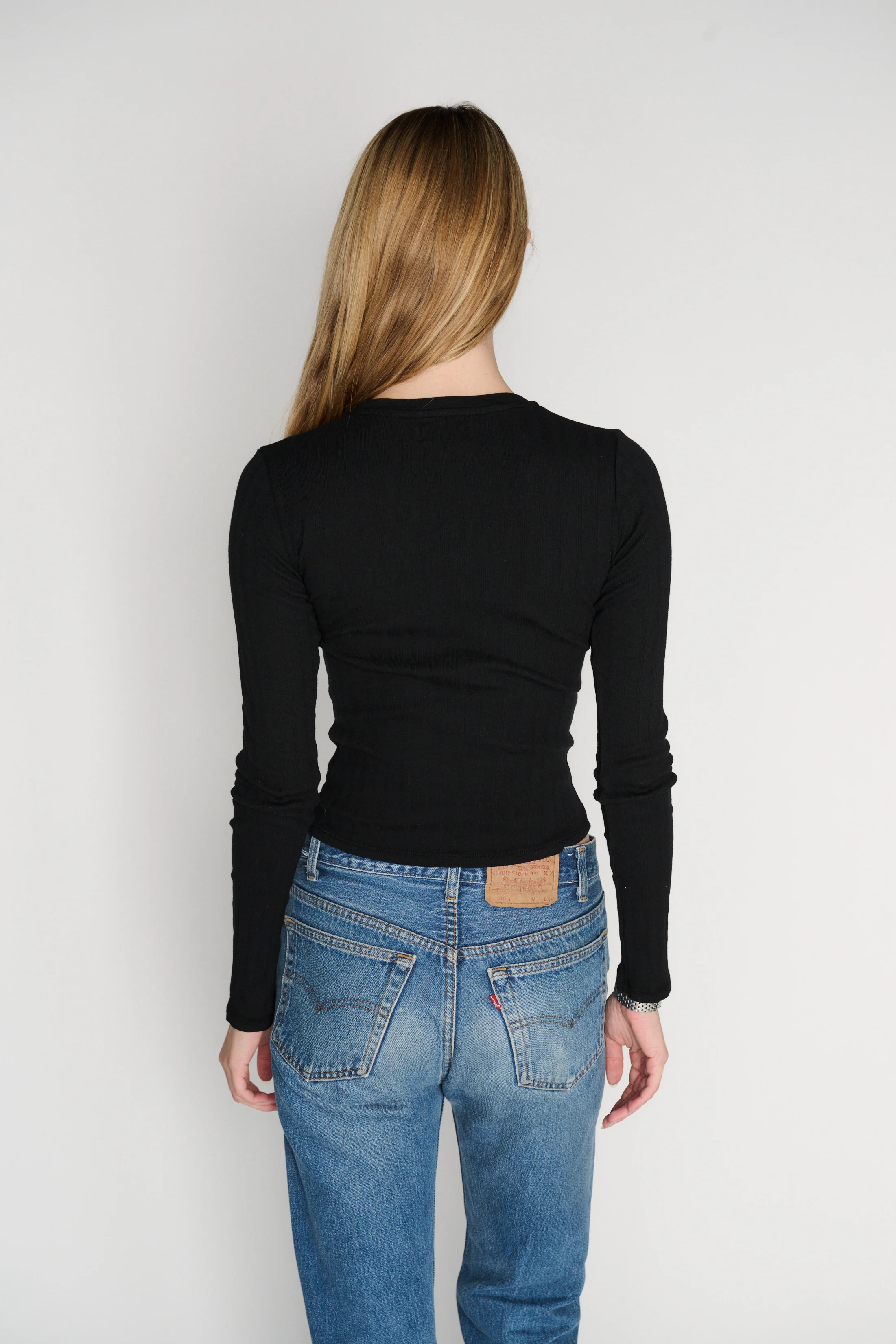 RLT WIDE RIBBED LONG SLEEVE - BLACK - Image 3