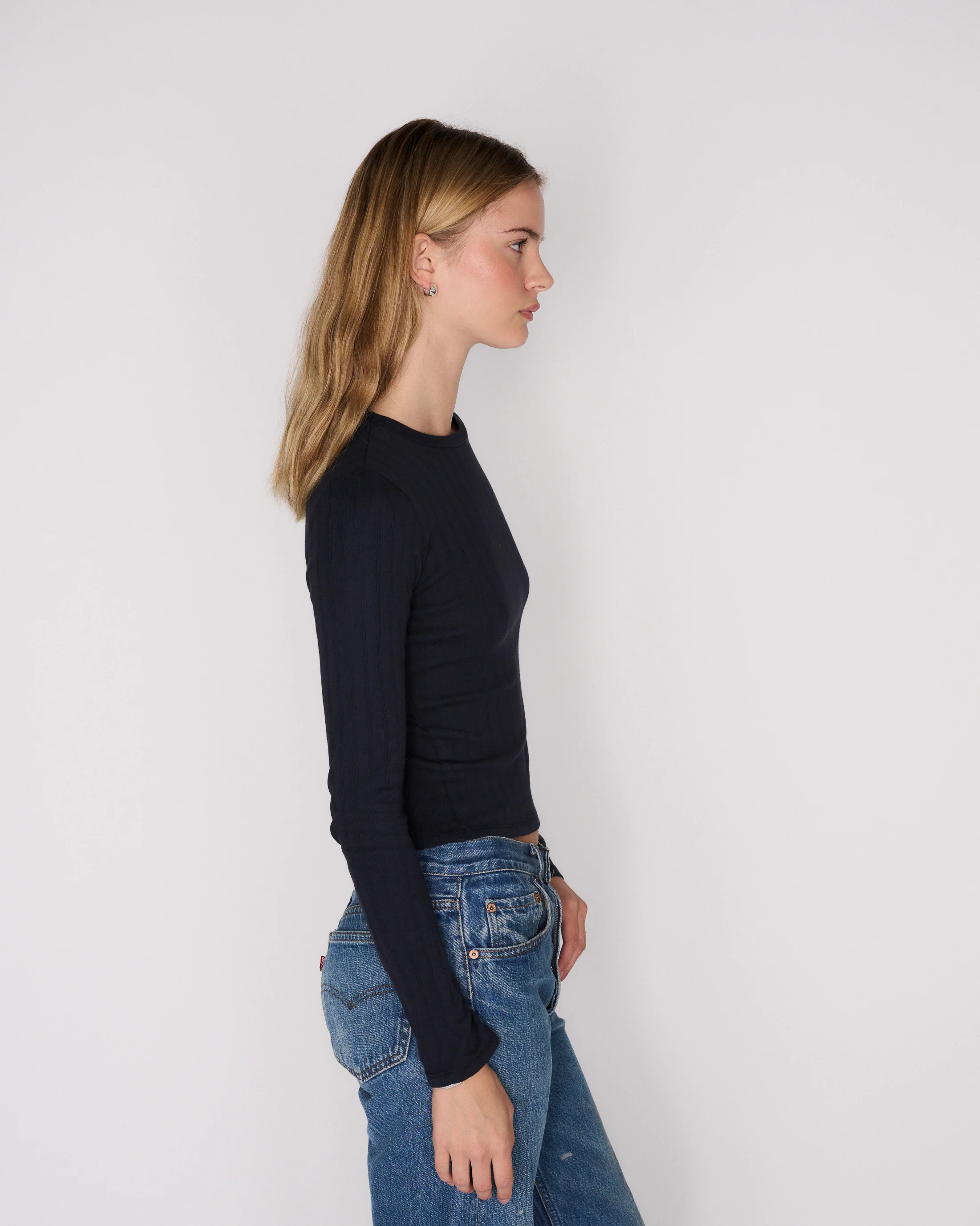 RLT WIDE RIBBED LONG SLEEVE - NAVY - Image 3