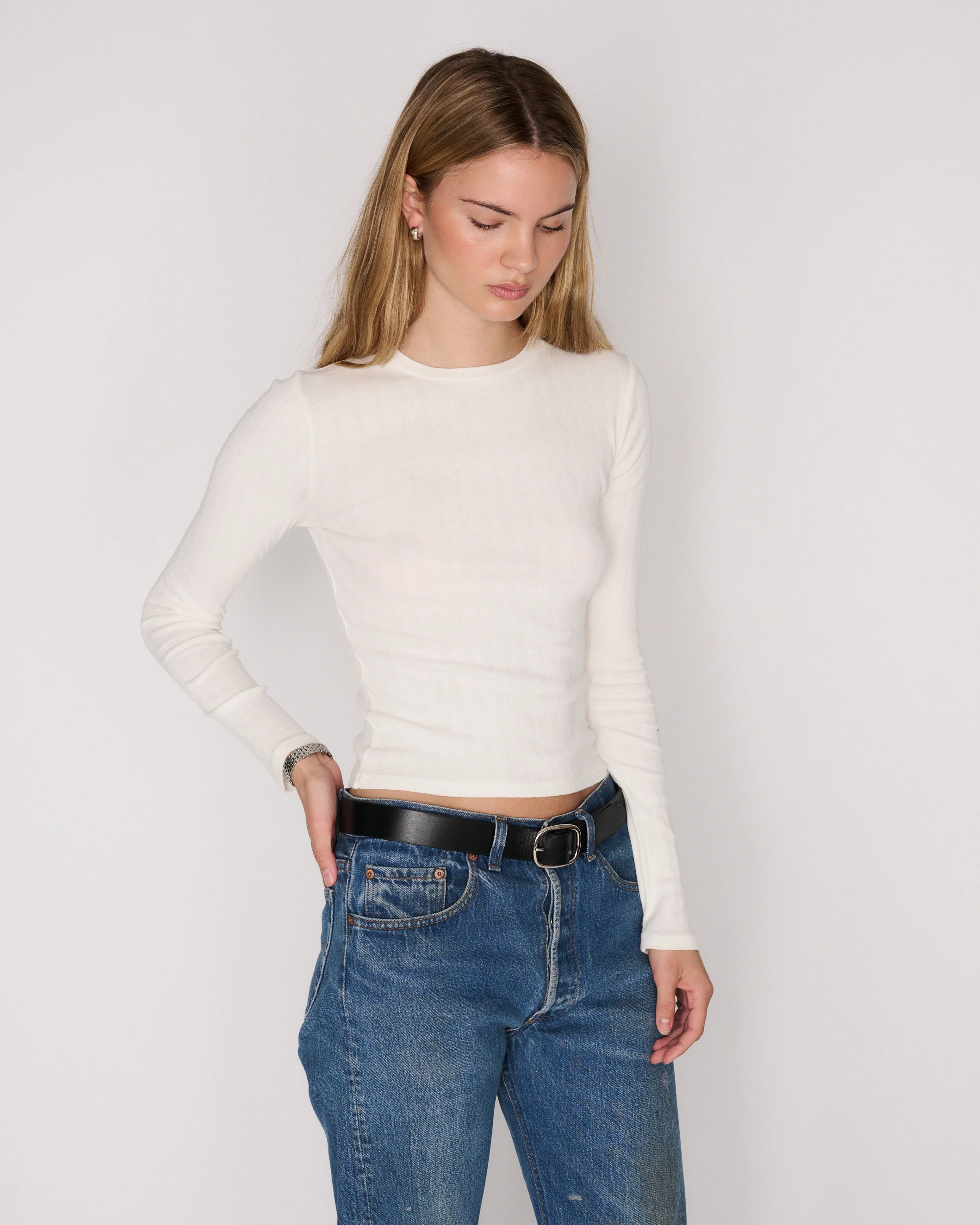 RLT WIDE RIBBED LONG SLEEVE - WHITE - Image 4