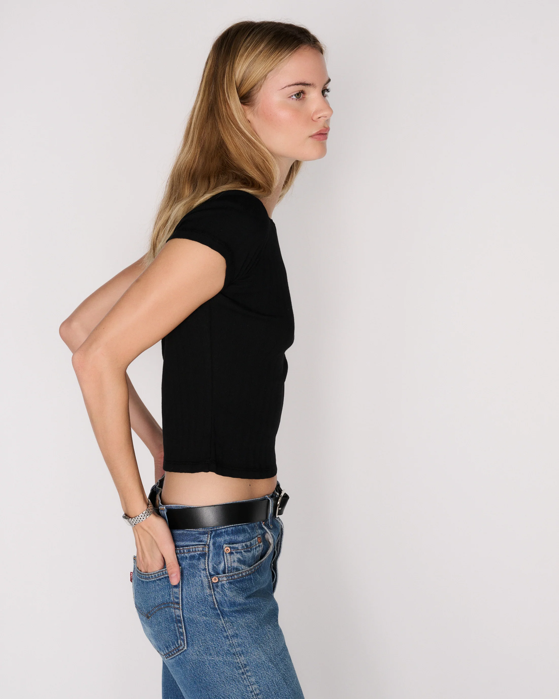 RLT WIDE BABY RIBBED TEE - BLACK - Image 3