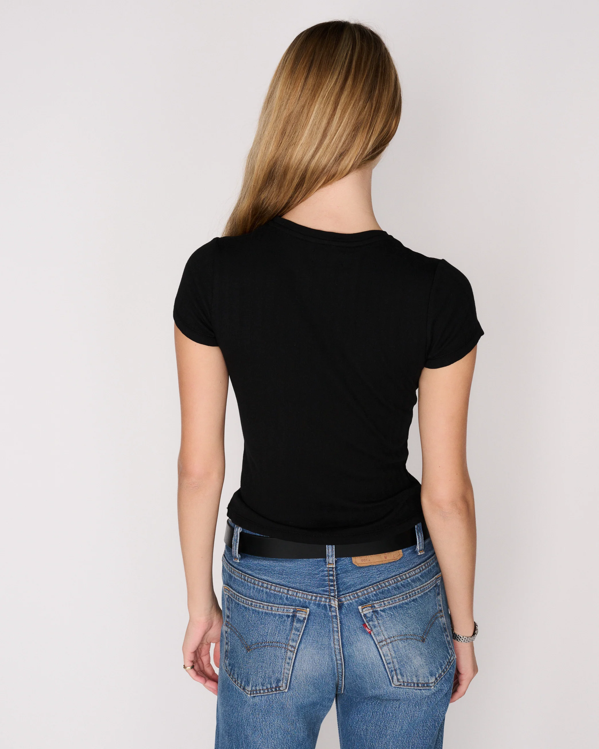RLT WIDE BABY RIBBED TEE - BLACK - Image 4