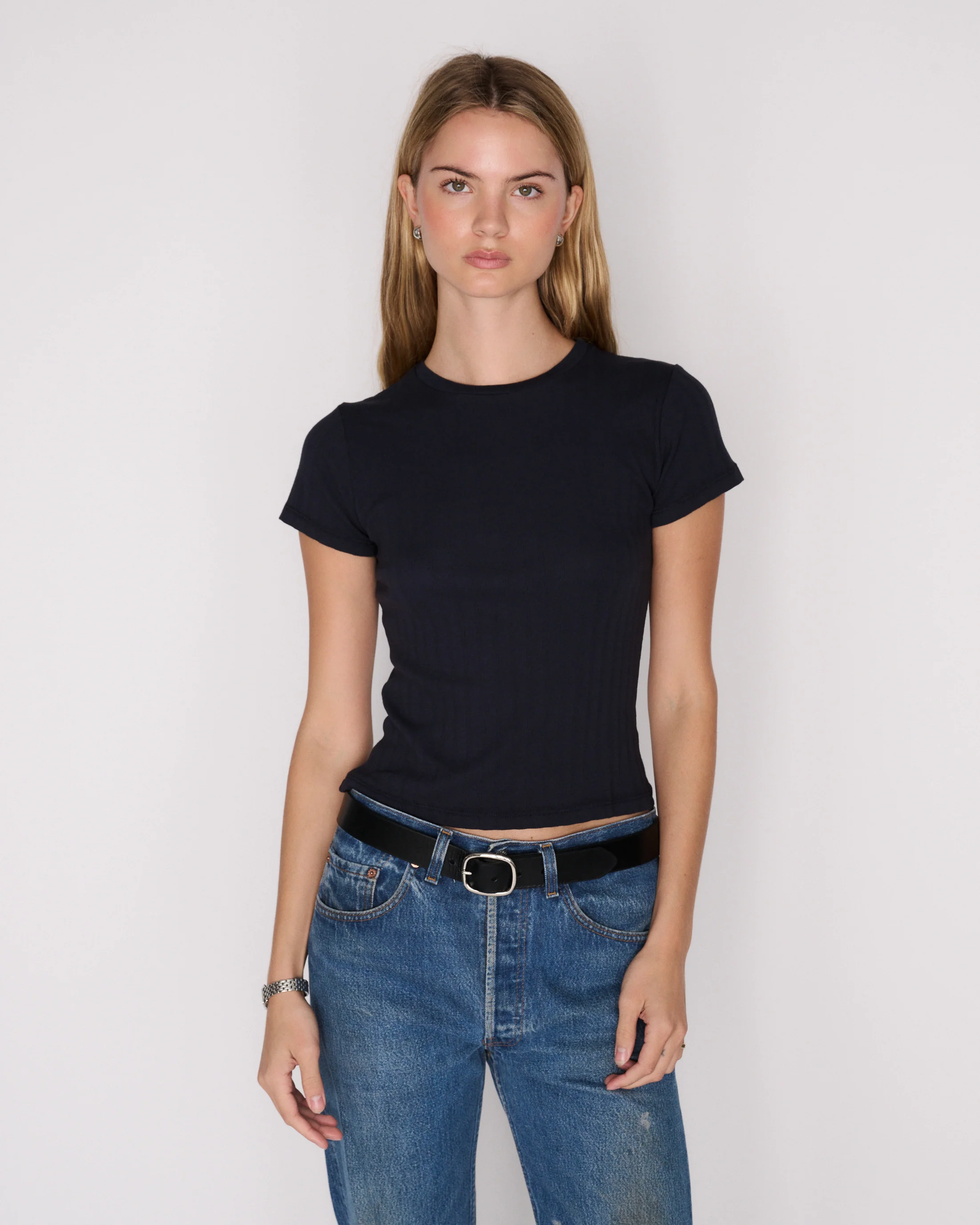 RLT WIDE BABY RIBBED TEE - NAVY - Image 2